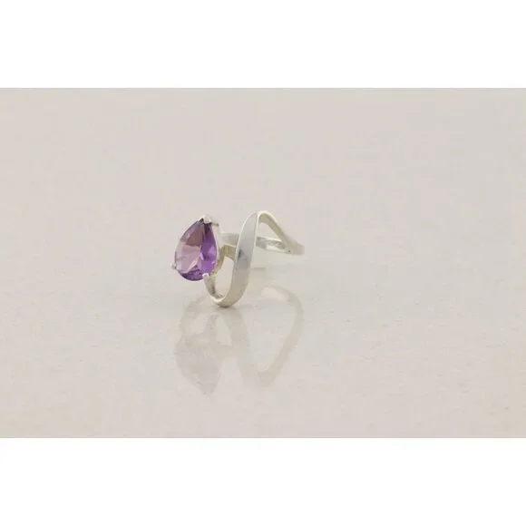 Sterling Silver Natural Purple Amethyst Ring Size 7 1/2 - Picture 5 of 9